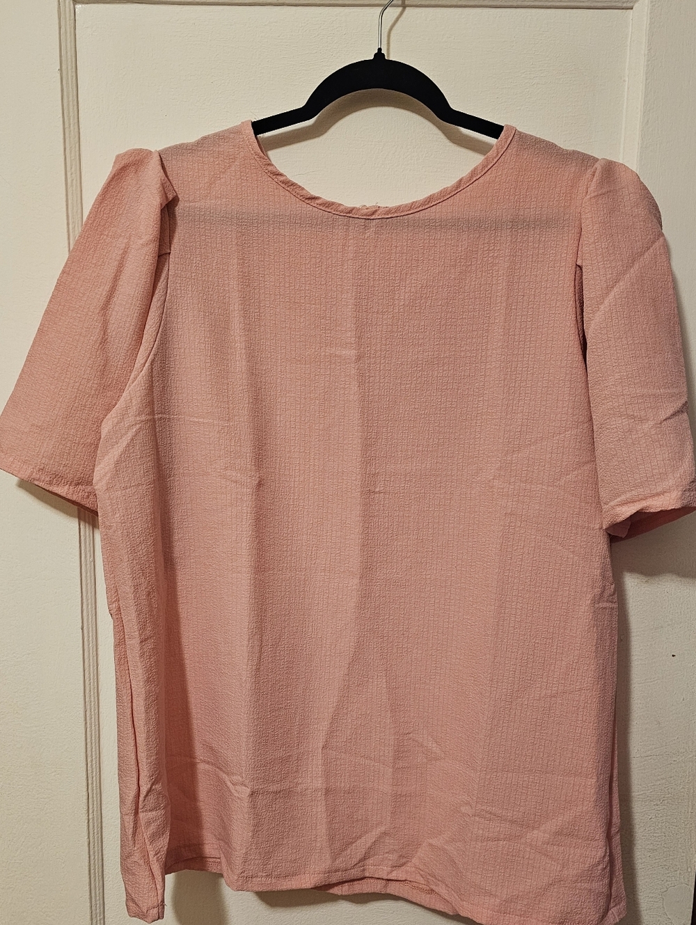 Light Pink Textured Short Sleeve Blouse